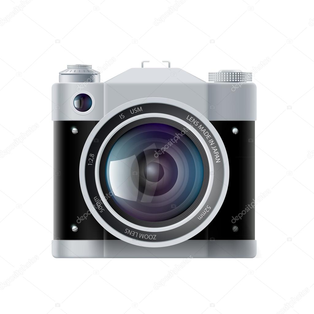 icon analog film camera isolated on white background
