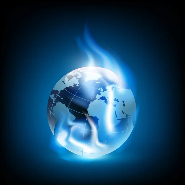 地球と青の炎 — ストックベクタ