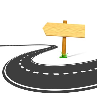 Beyaz arka plan üzerinde izole bir ok otoyol ve yol işaretiyle