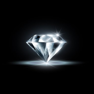 Diamond isolated on black background clipart