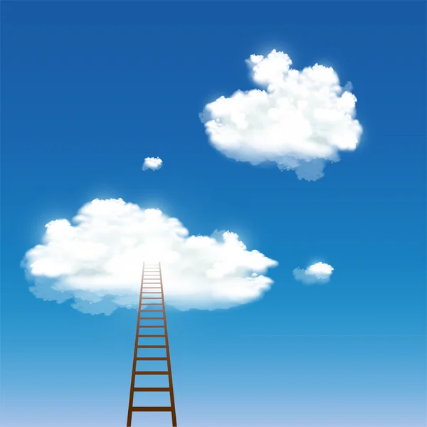 Escalier menant aux nuages — Image vectorielle