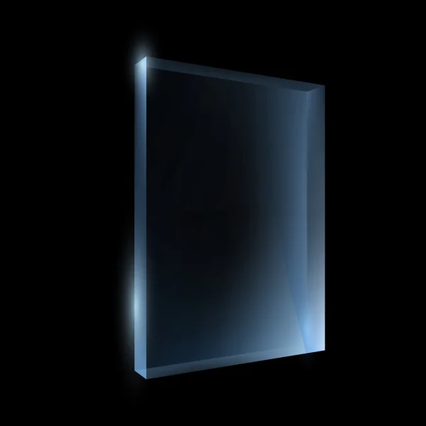 Caja de vidrio vacía aislada sobre fondo negro — Vector de stock