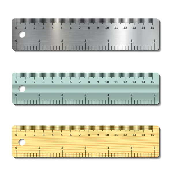 Conjunto de reglas de medición aisladas sobre fondo blanco — Archivo Imágenes Vectoriales