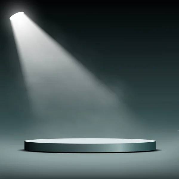 Floodlight illuminates a pedestal for presentation — Stock Vector