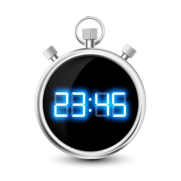 Cronometro digitale con numeri blu isolati su sfondo bianco — Vettoriale Stock