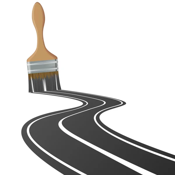 Paint brush draws the road — Stock Vector