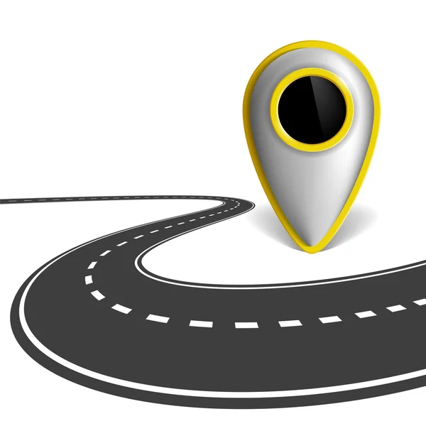 Indicateur de localisation et la route isolée sur fond blanc — Image vectorielle