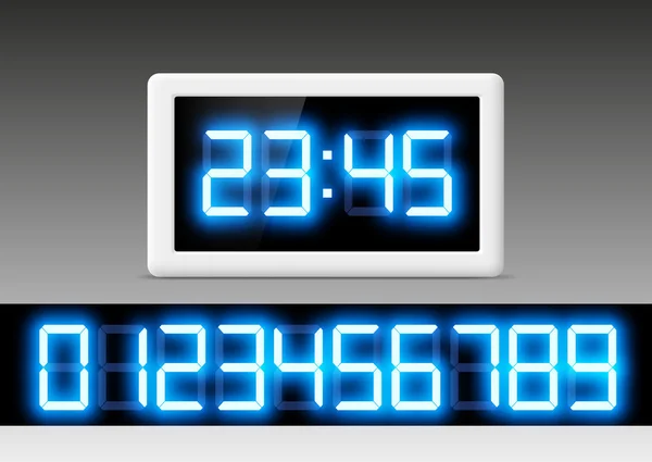 Digital clock with a set of numbers — Stock Vector