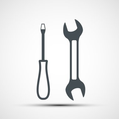 İngiliz anahtarı ve tornavida vektör simgesi