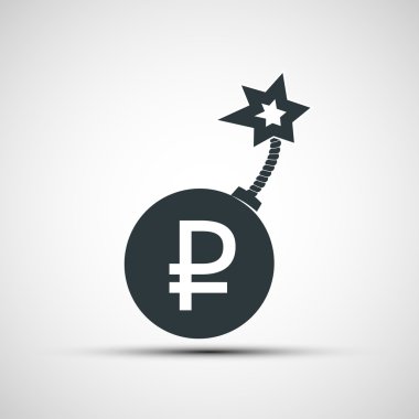 Vektör simge yuvarlak bomba resmi ruble belirtisi olan