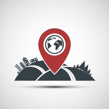Vector icon pointer location on the map clipart