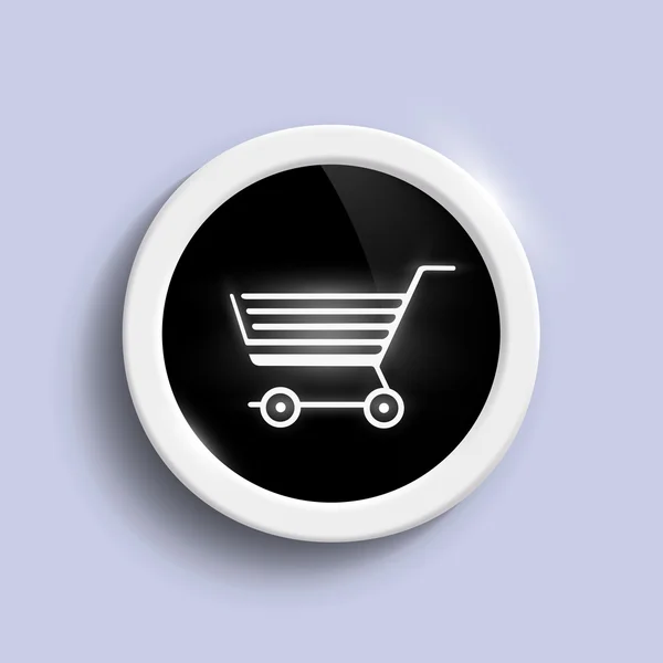 Kruhové tlačítko s nákupním vozíkem — Stockový vektor