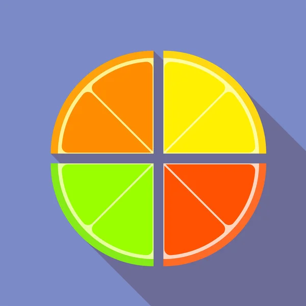 Flat graphic citrus fruits — Stock Vector