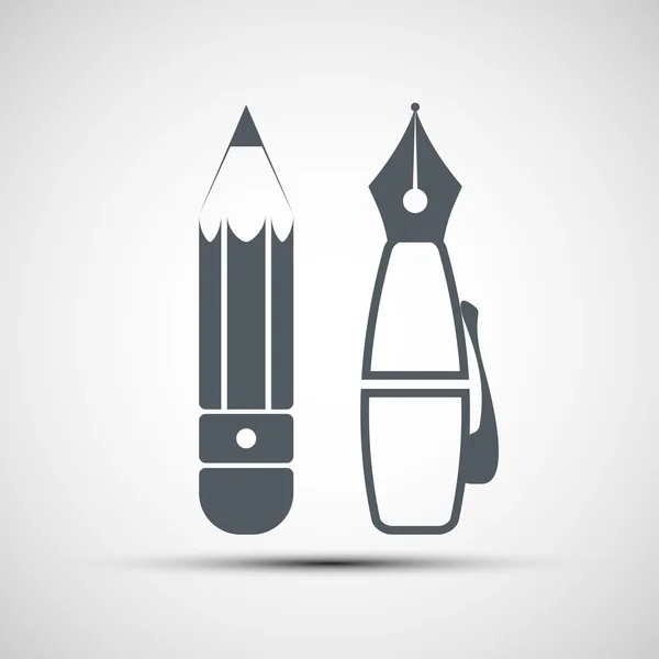 Vector icon pencil and pen — Stock Vector