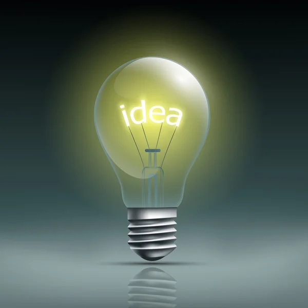 Light bulb with the word idea — Stock Vector