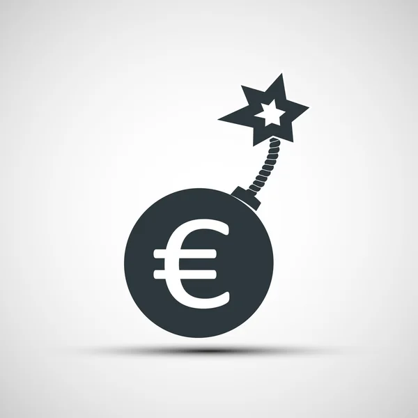 Icono vectorial bomba redonda con una imagen del signo del euro — Archivo Imágenes Vectoriales