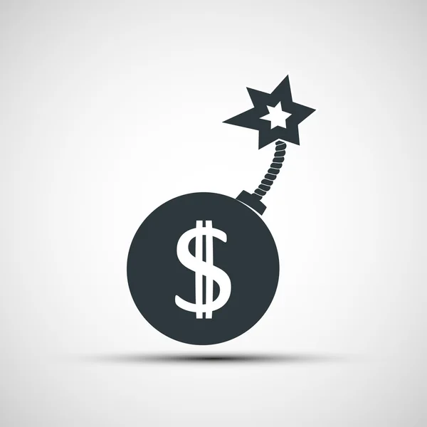 Icono vectorial bomba redonda con una imagen de un signo de dólar — Vector de stock