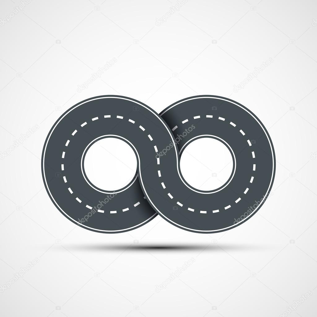 Vector icon of road in the form of an infinity sign