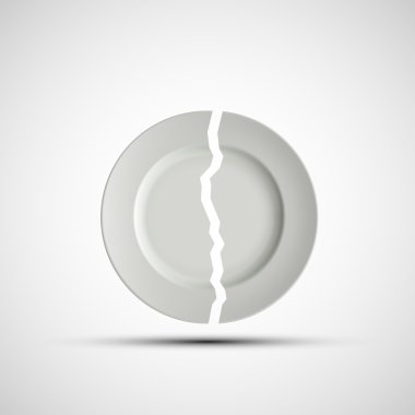 Vector image of a broken white plate clipart