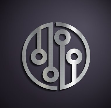 Düz metalik logo mikroçip.