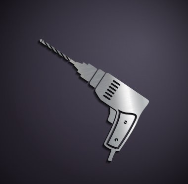 Düz metalik logo elektrikli matkap.