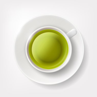 Beyaz fincan yeşil çay.