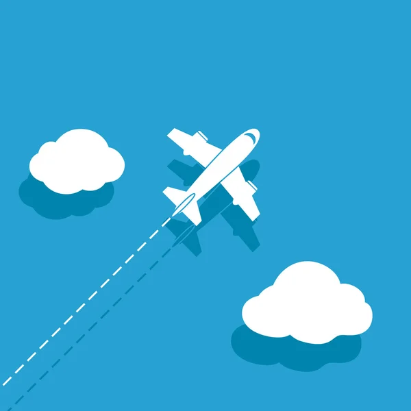 Avión blanco sobre fondo azul — Vector de stock