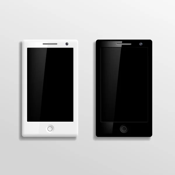 Vector black and white smartphones — Stock Vector