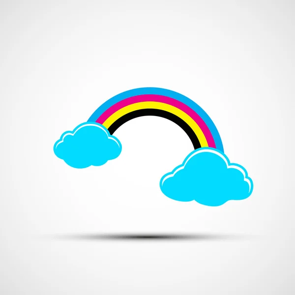Vector logo cmyk rainbow and clouds — Stock Vector