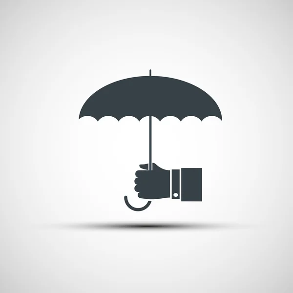 Vektor-Logo einer menschlichen Hand, die den Regenschirm hält — Stockvektor
