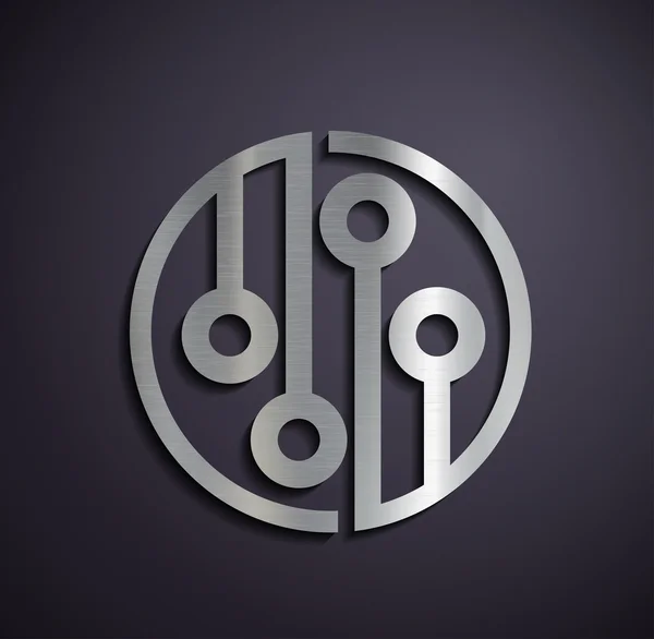 Flat metallic logo microchip. — Stock Vector