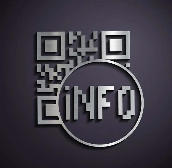 平らな金属のロゴ qr コード. — ストックベクタ