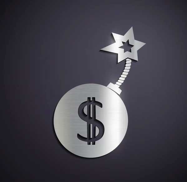 Logo plano metálico dólar signo . — Vector de stock