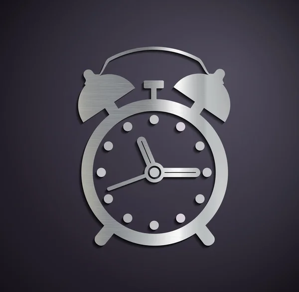 Reloj despertador logo metálico plano . — Archivo Imágenes Vectoriales