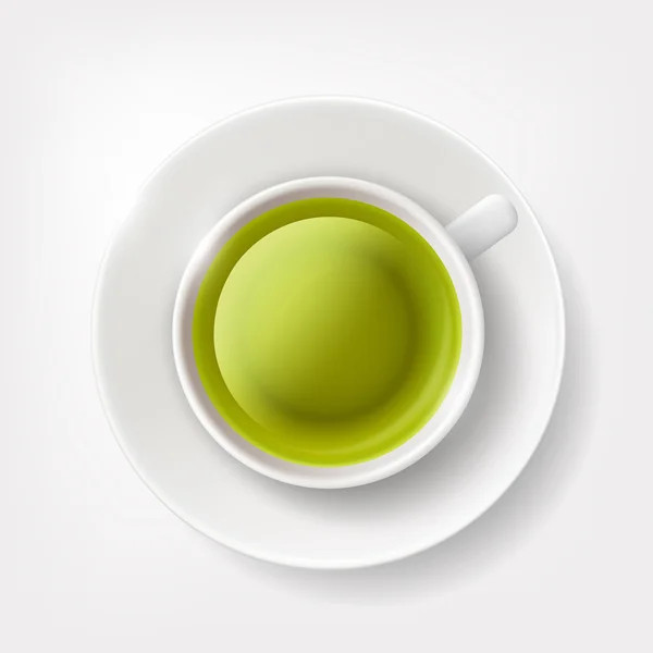 Weiße Tasse grüner Tee. — Stockvektor