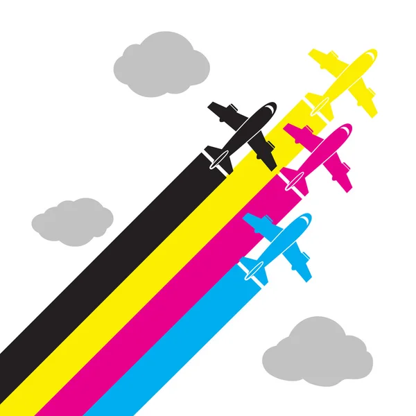 Aircraft flying in the sky — Stock Illustration Aircraft flying in the sky Royalty Free Stock Illustrations