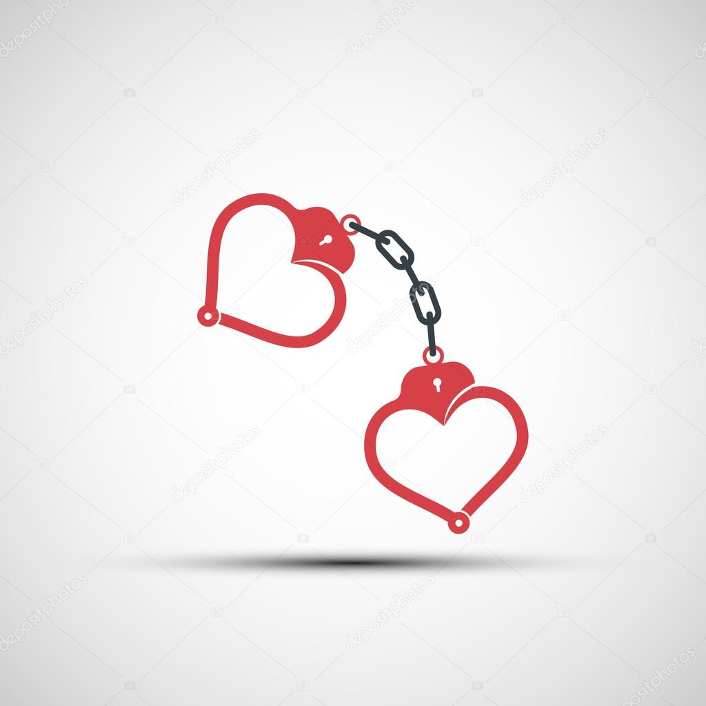 Vector icons of handcuffs in the form of heart