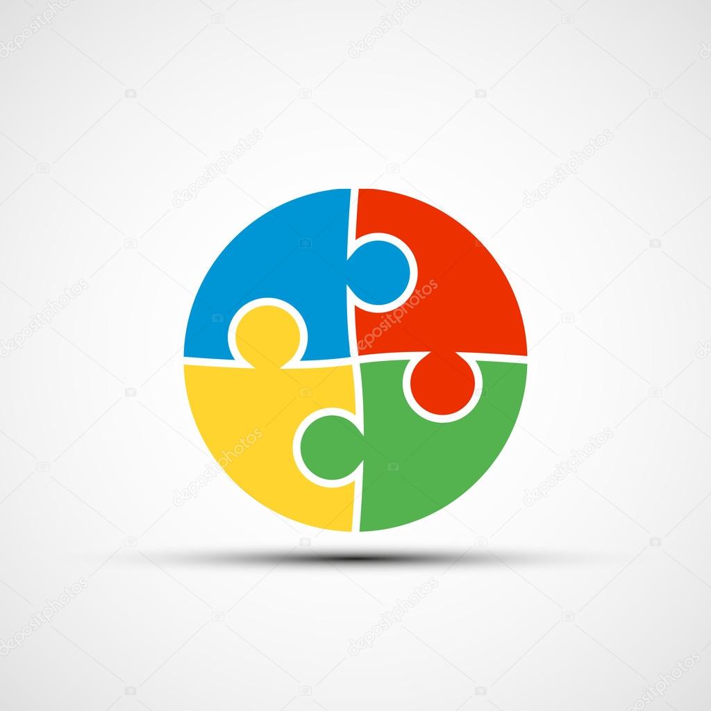 Four pieces of the puzzle are interconnected