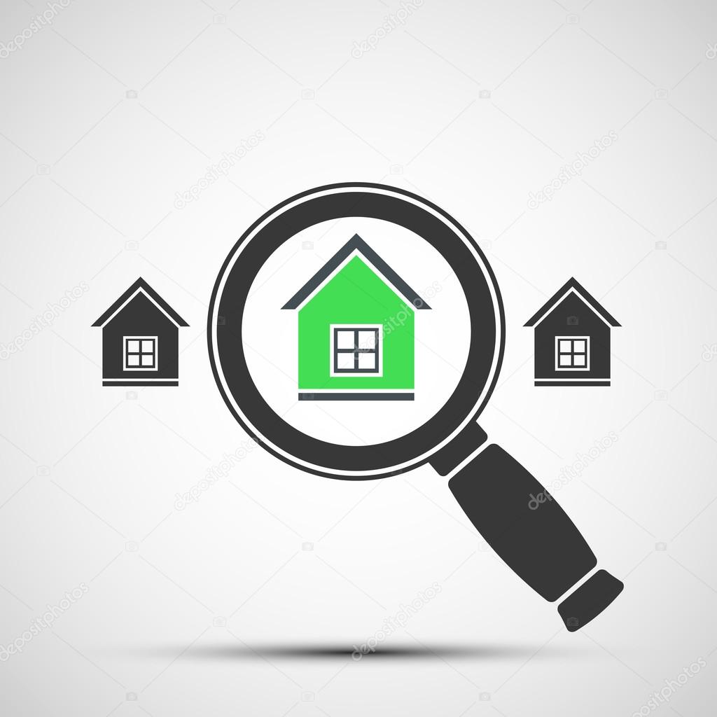 Vector image of a magnifying glass and Real Estate