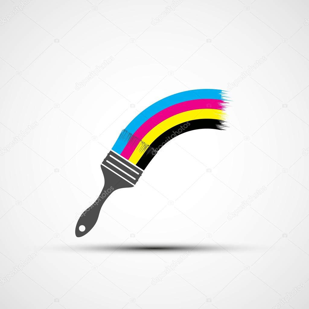 Vector logo cmyk rainbow and paint brush