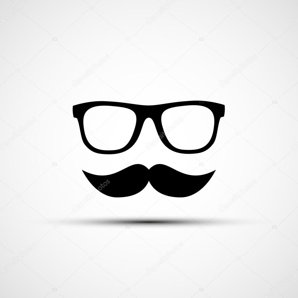 Vector illustration of glasses and mustache