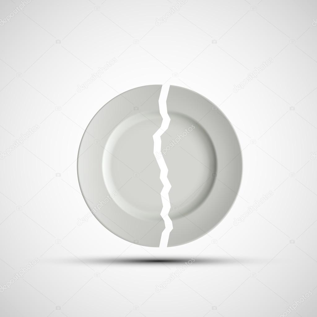 Vector image of a broken white plate