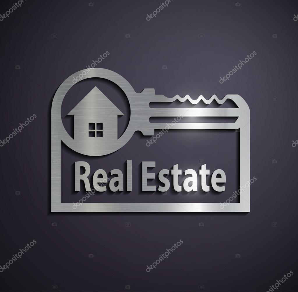 Flat metallic logo real estate. Vector image.