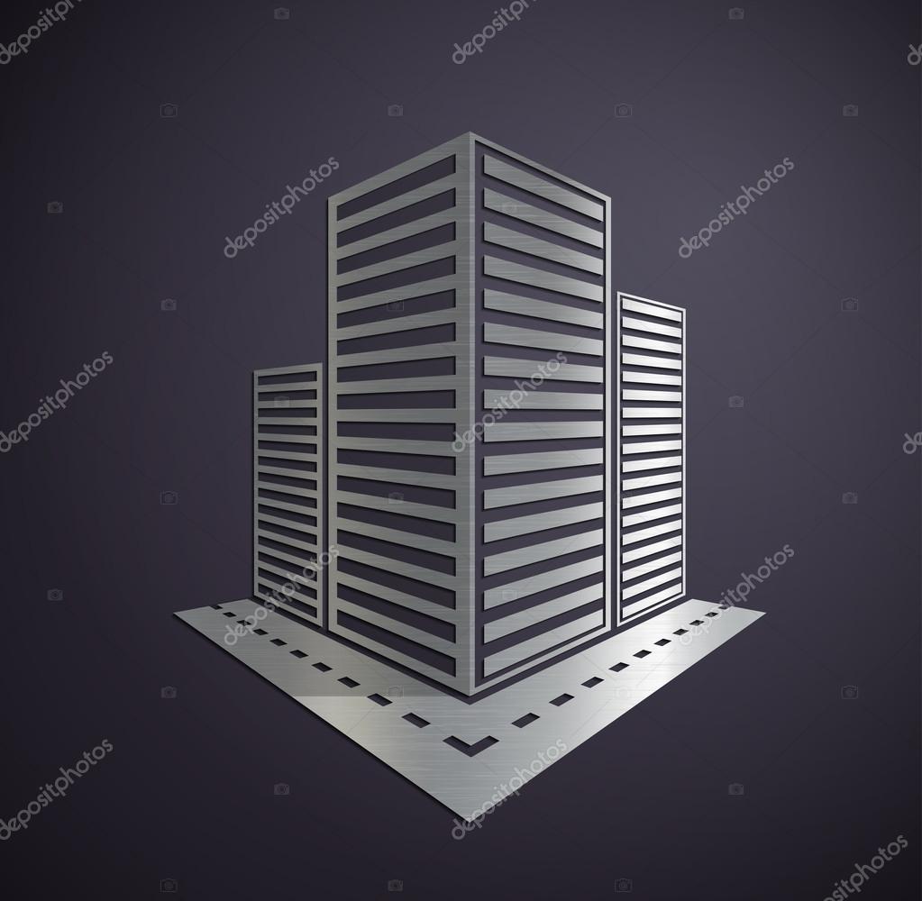 Metal Logo of the real estate. Vector image.