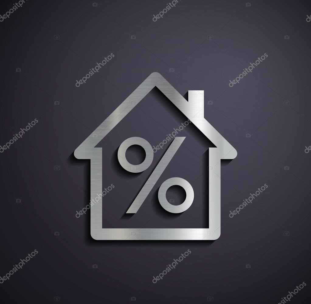 Logo real estate with a percent sign. Vector image.