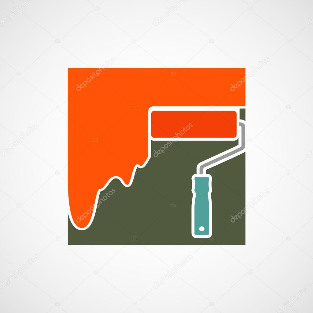 Logo paint roller. Vector image.