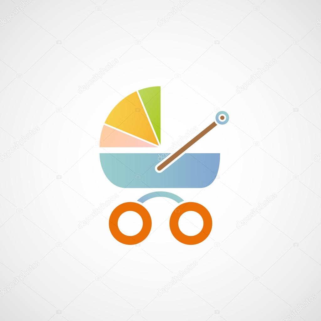 Logo baby carriage. Vector image.