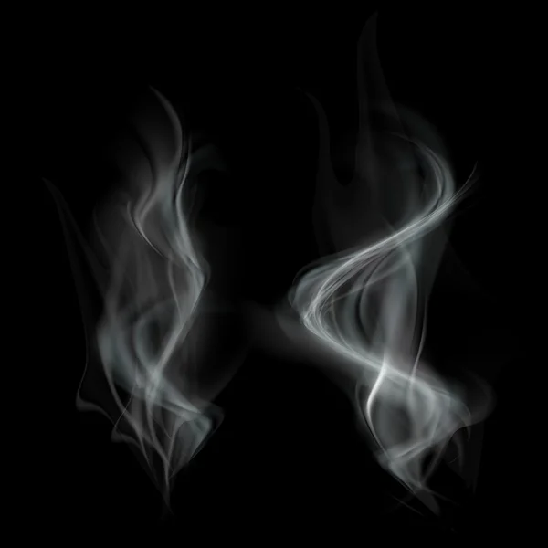 Fumée grise isolée sur fond noir . — Image vectorielle