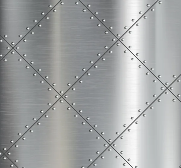 Hintergrund der Metallplatten mit Nieten. — Stockvektor