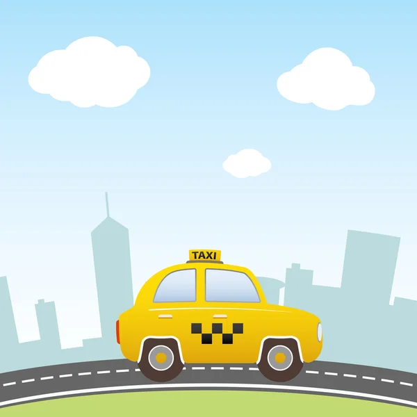 Taxi sur fond de ville . — Image vectorielle